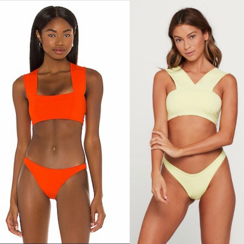 L Space Parker Bikini Top & Sandy Bottom in Orange size Lrg